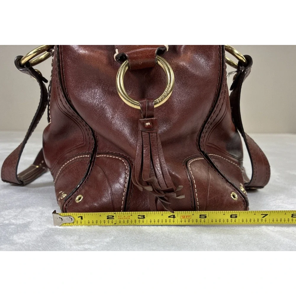 Coach Hampton Andrea Leather Satchel Women Handbag Cognac Brown Bnfts Charity - Picture 6 of 16